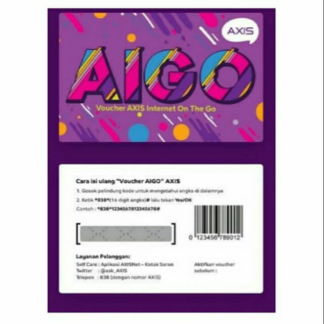 Voucher kuota AIGO data murah axis 1,5GB' (lokal area sumatera selatan)