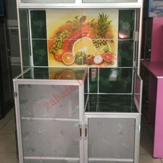 Ae05Z14 Rak Piring Alumunium / Rak Piring Kaca / Lemari Piring Pintu 2 Pushupyou
