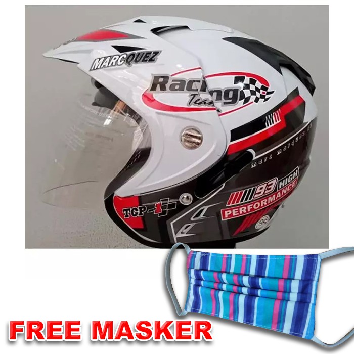 Helem Racing Marc Marquez Setara helm KYT Putih Hitam Glossy | Shopee