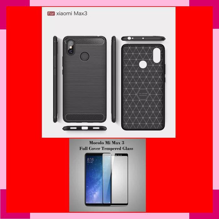 Case Tempered Glass Full Xiaom Mi Max 3 Mimax 3 Carbon Fibre Brushed