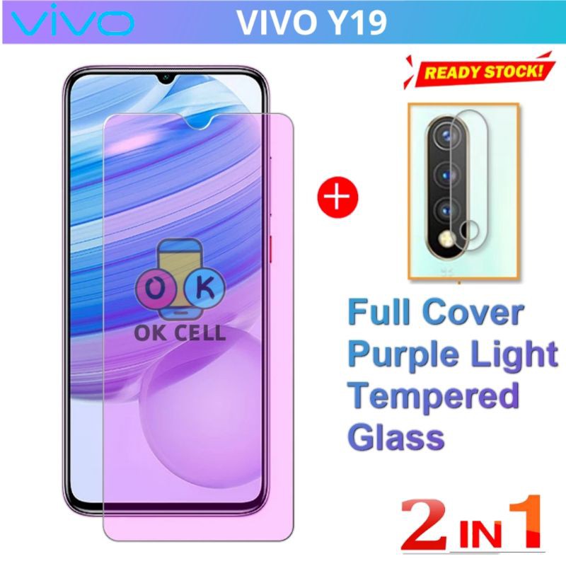 2in1- Tempered Glass Anti Blue Light Radiasi Vivo Y19 TG Anti Gores Screen Protector Premium