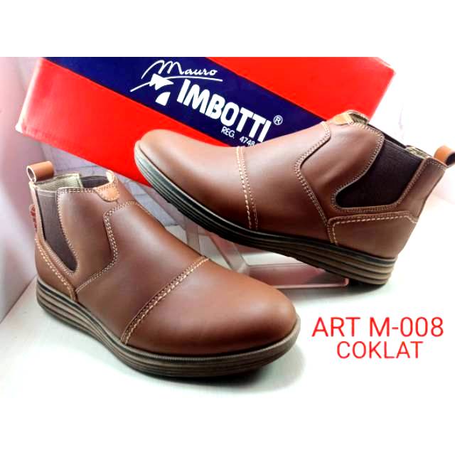 sepatu kulit asli boots pria mauro imbotti m008