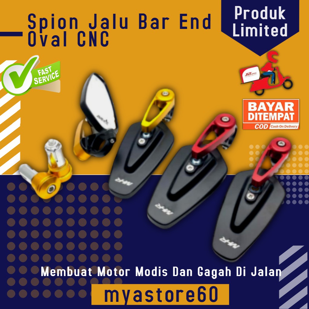 Spion Jalu Lipat Bar End Oval Cnc Universal  Spion Jalu Stang Cnc spion variasi aksesoris motor