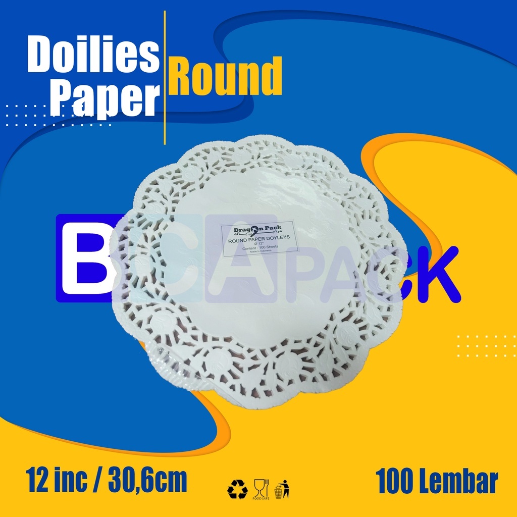 

Doilies Paper Round 12 inch - Kertas Alas Renda Kue isi 100 Lembar