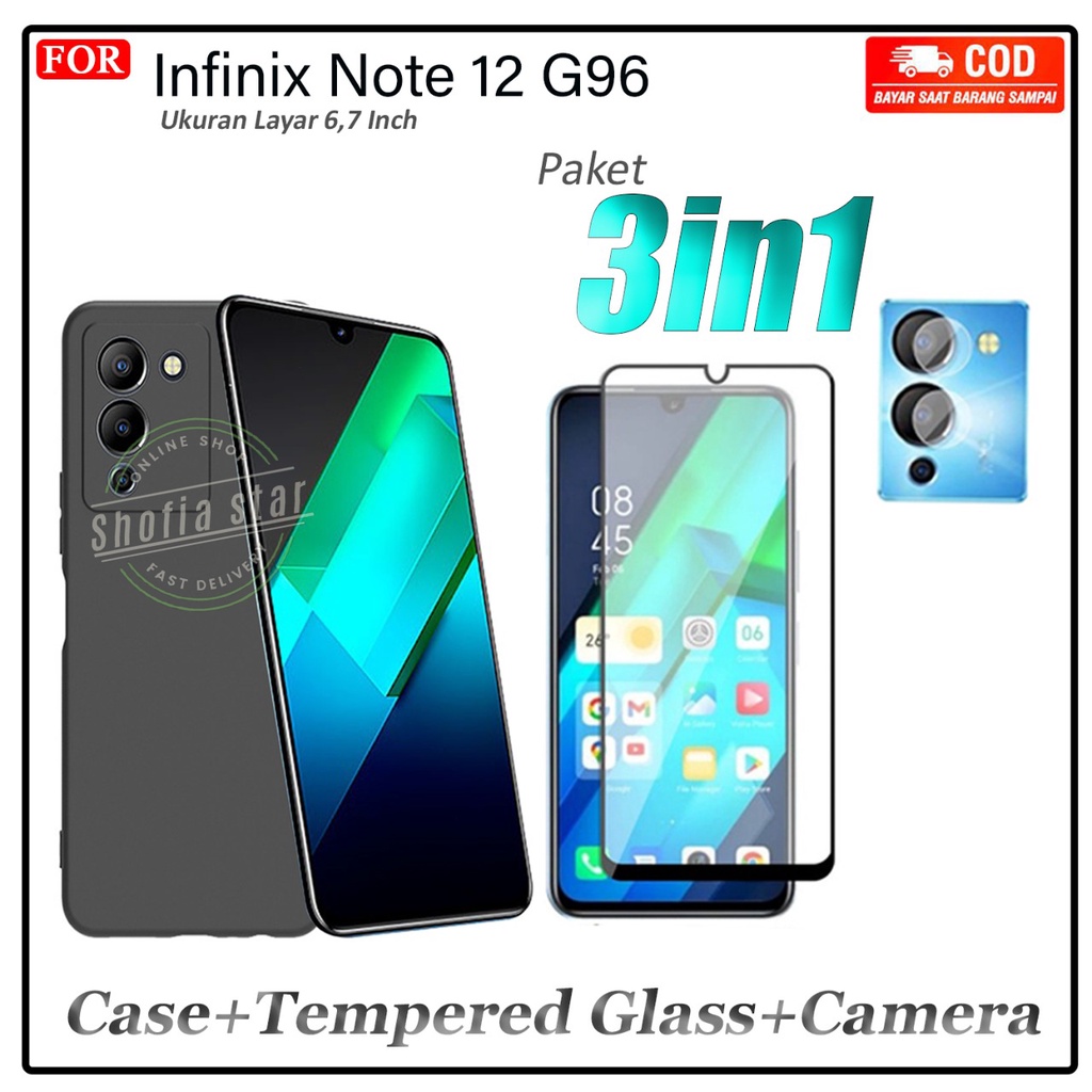 3IN1 CASE INFINIX NOTE 12 G96 12 VIP SOFTCASE SLIM MATTE PREMIUM BLACK CAMERA PROTECT CASING