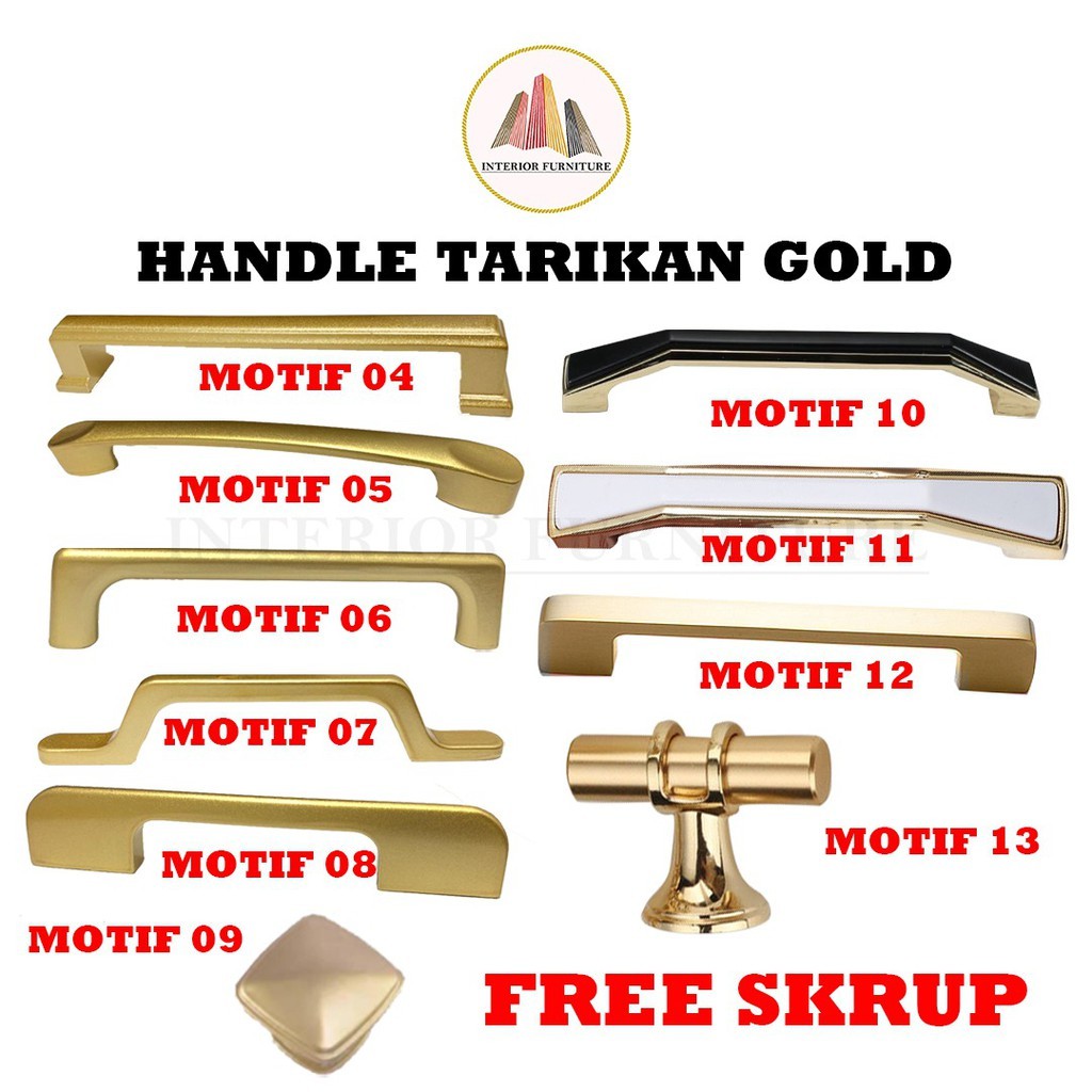 Tarikan Knob Laci Furniture Lemari Gold Emas/Handel Emas / Handle Pull Gagang/ Handel Gold