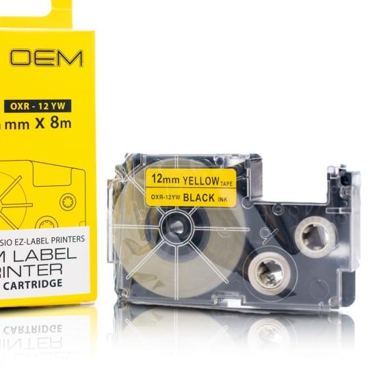 

▼ OEM TAPE EZ LABEL CASIO 12MM BLACK INK YELLOW (OXR-12YW) ™