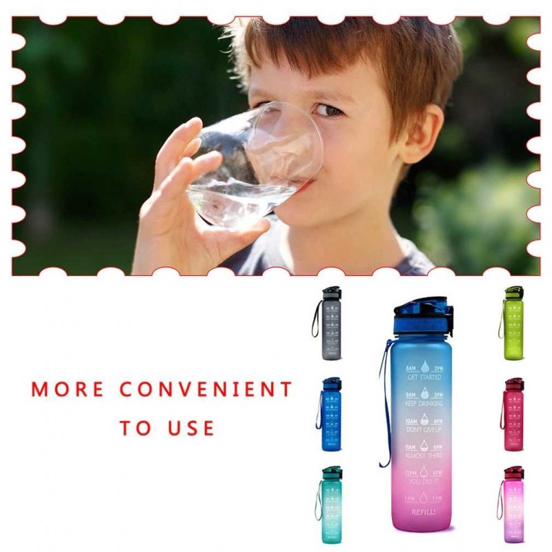 Botol Minum Tabung 1000ml Leakproof Frosted BPA Free Anti Tumpah