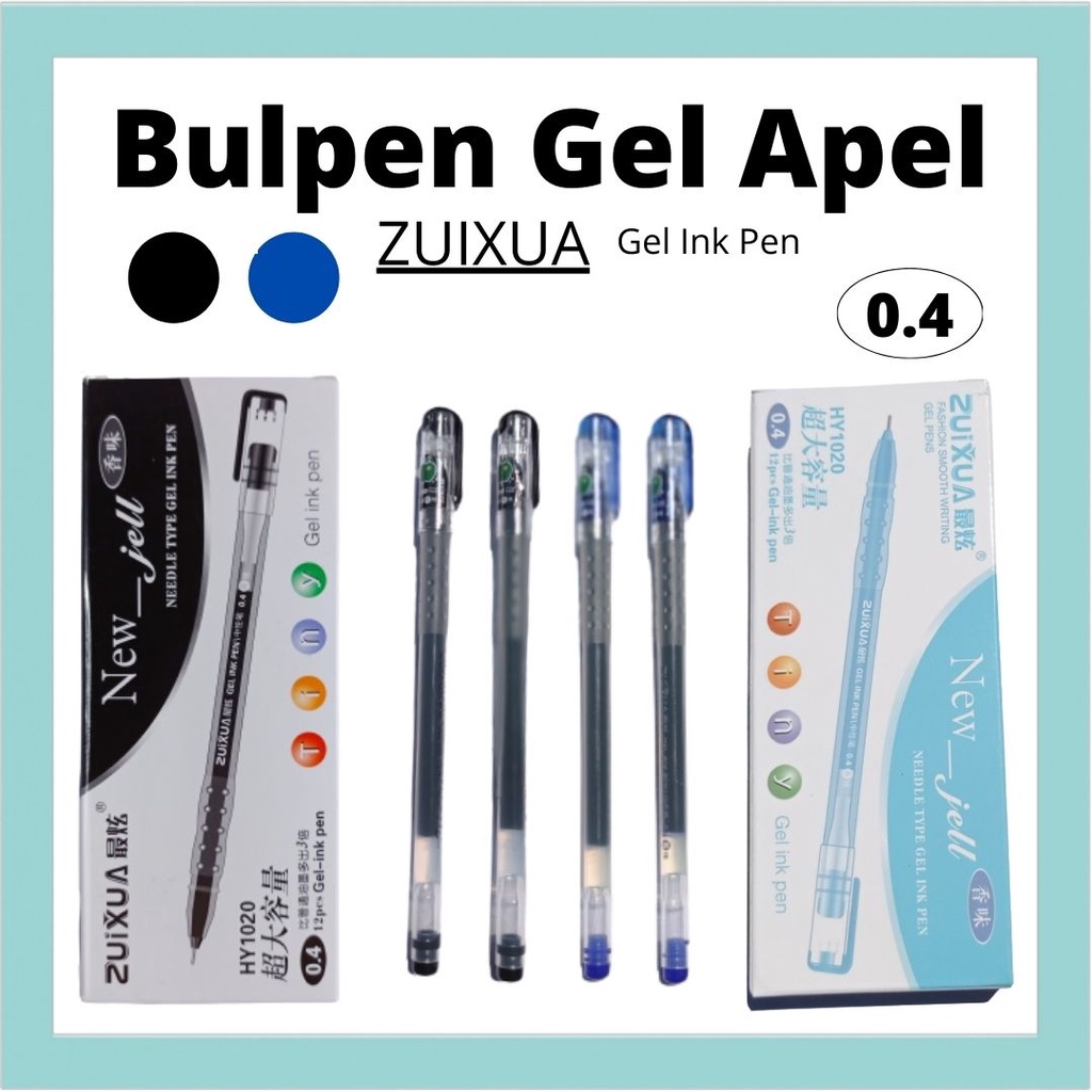 

Pulpen Pen Ballpoint Bulpen Bolpen Gel Apel New Jell Jel Zuixua HY-1020 0.4 Hitam Biru