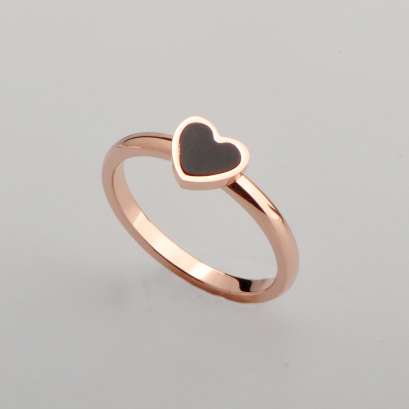 AZ211 [COD✔] Korean Cinta Hati Cincin Titanium Lapisan Emas Model 18k Rose Gold Cincin Aksesori