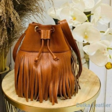 Tas Kulit Asli DL556 Wanita/ Tas Papirut Asli Kulit Sapi Garut/ Tas Selempang Serut Bahan Kulit Sapi