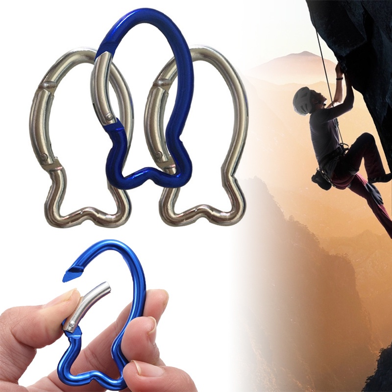 1 PC Warna Acak 6pcs Carabiner Bentuk Ikan Bahan Aluminum Alloy Untuk Panjat Tebing