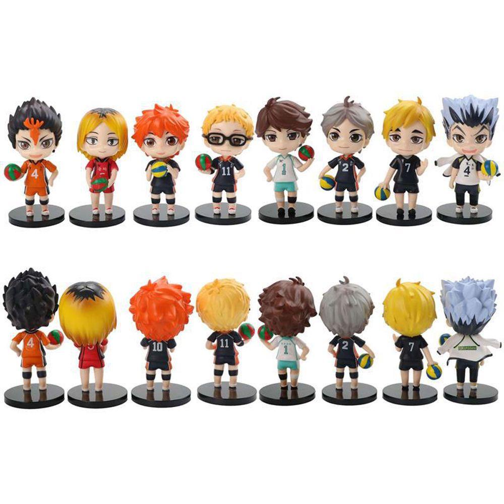 Augustina Haikyuu Action Figure Shoyo Kotaru Hinata Tobio Tetsuya Q Version Patung Anime 7-10CM Figure Model Ryota Basket Team Hadiah Anak Kagami Anime Kuroko's Basket