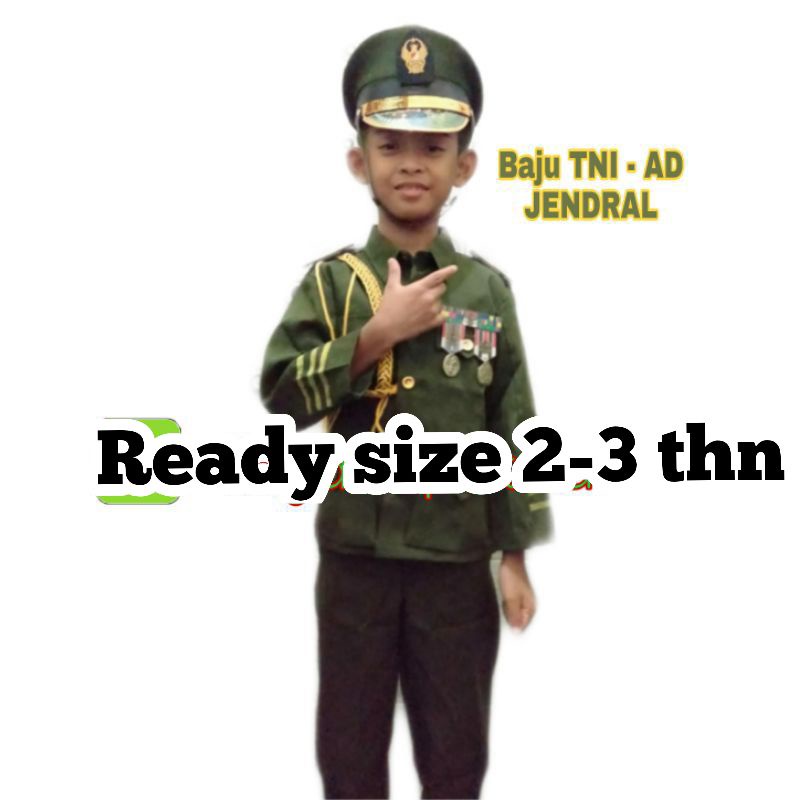 BAJU TNI ANAK, KOSTUM JENDRAL, BAJU KARNAVAL ANAK, BAJU TENTARA ANAK