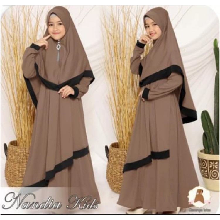 Gamis NANDIA set jersey gamis remaja gamis Tanggung baju gamis muslim SYARI Usia 8-14Tahun