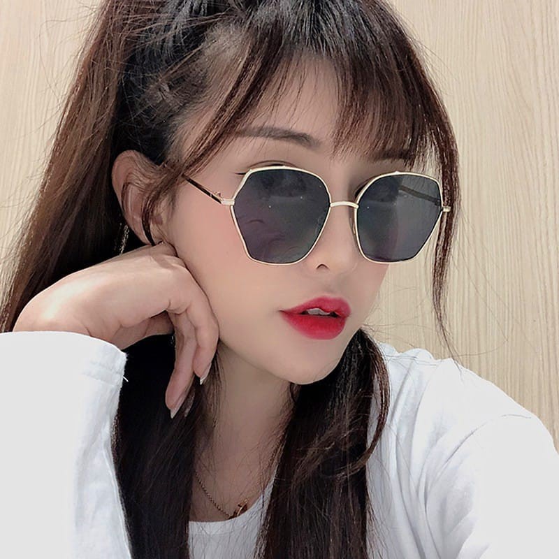 Frame Kacamata Hitam Sunglasses Diameter Besar Fashion Wanita &amp; Pria Fashion Korea Kcamata Anti SIlau Sinar UV Ultraviolet Matahari  Sunglass Model Mewah Artis Retro KCH4