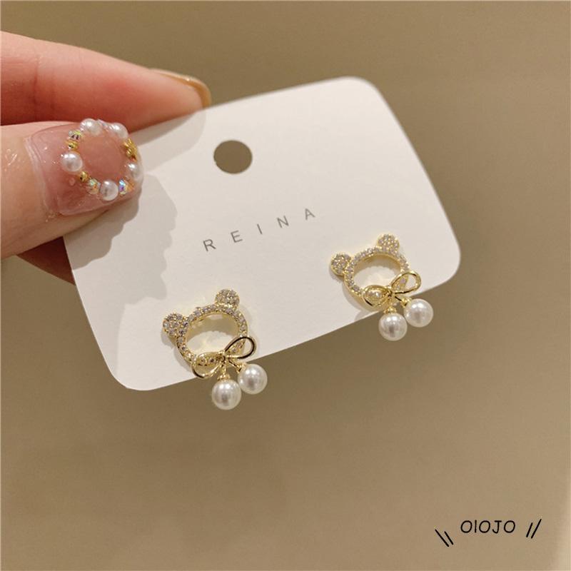 【COD】Anting Bentuk Bulat Motif Beruang Untuk Wanita