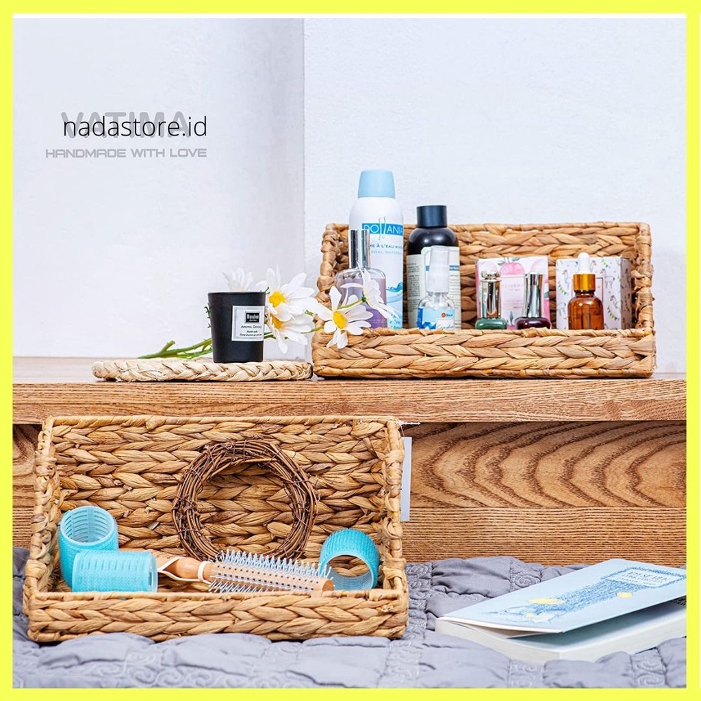 Hand Woven Organizing , Rack Bumbu , Laci , Decorative Wicker Storage Basket Water Hyacinth Wicker