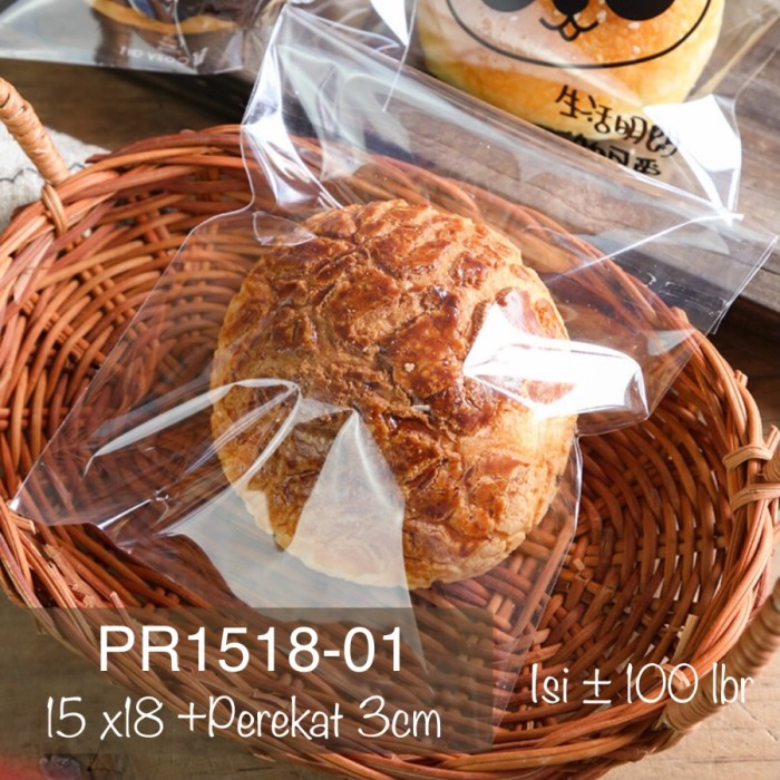 

Plastik Roti Perekat Donat Bakpao Bolu Potong PR151801 Polos Bening