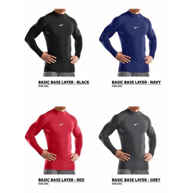 Manset Baselayer Thumbhole Nike hitam merah biru putih Navy abu