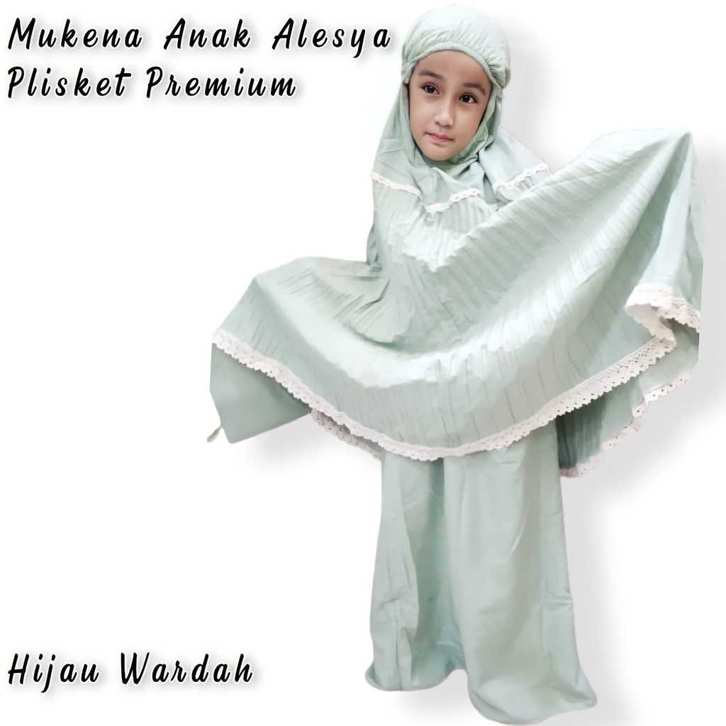 Mukena Anak Plisket Polos Renda Nyaman Dan Adem / Terlaris