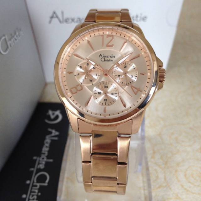 Jam Tangan Wanita Alexandre Christie AC 2506 Rosegold Original