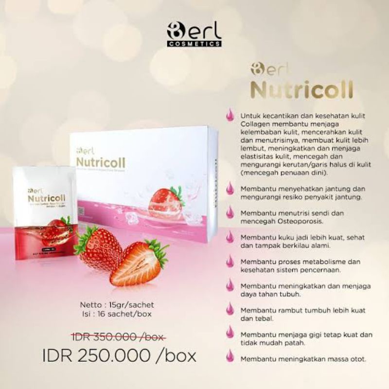 

MINUMAN COLLAGEN KECANTIKAN BERL COSMETICS "NUTRICOLL" MINUMAN COLLAGEN HALAL DAN BPOM