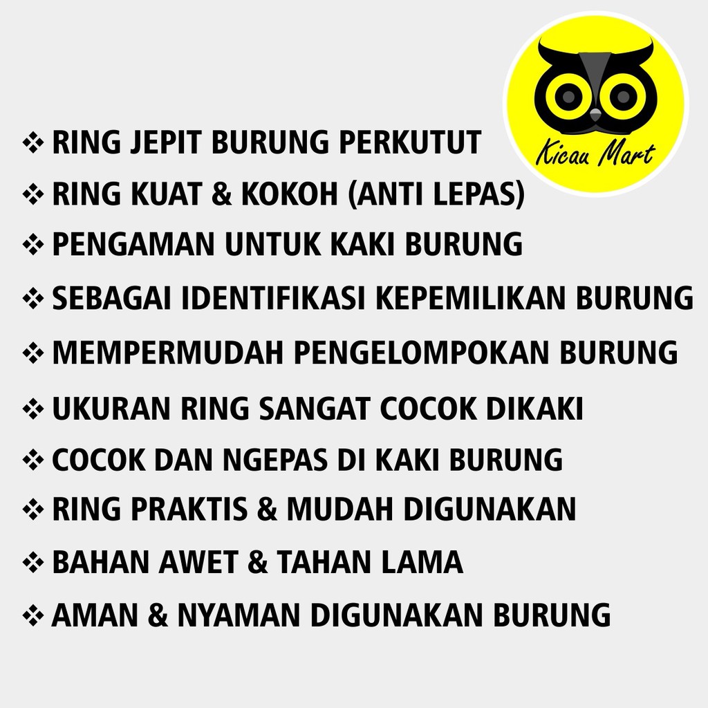 RING BURUNG LASER PENANDA KAKI BURUNG CUCAK GELANG CINCIN PENGAMAN KAKI BURUNG FOOT BIRD WGOILBJ1