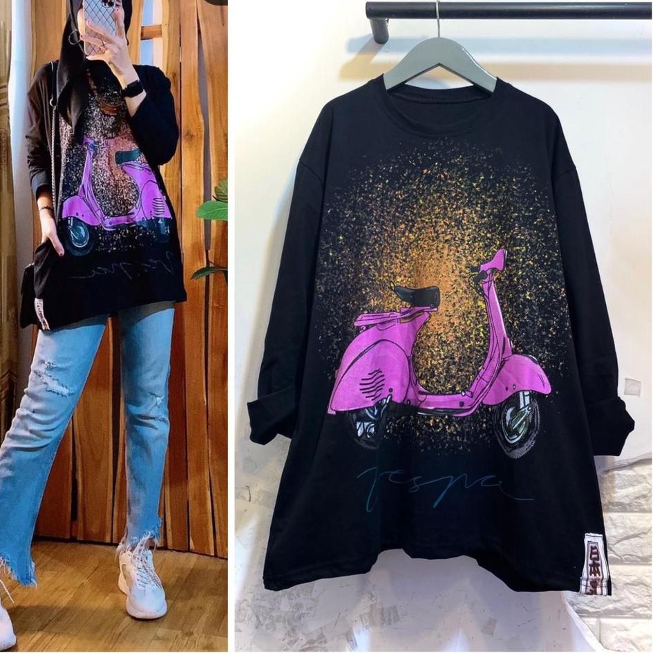 Oke Price.. WS atasan wanita tunik Vespa jaman dulu klasik bahan katun premium/Kaos fit to XL jumbo/