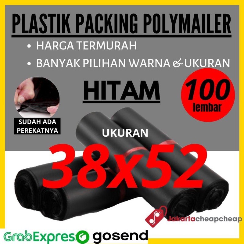 Amplop Plastik Packing Polymailer Hitam 38x52 Termurah