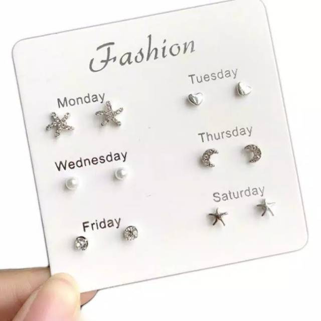 A-07 1 set 6pcs Anting Wanita / Aksesoris Anting Wanita Korea-7