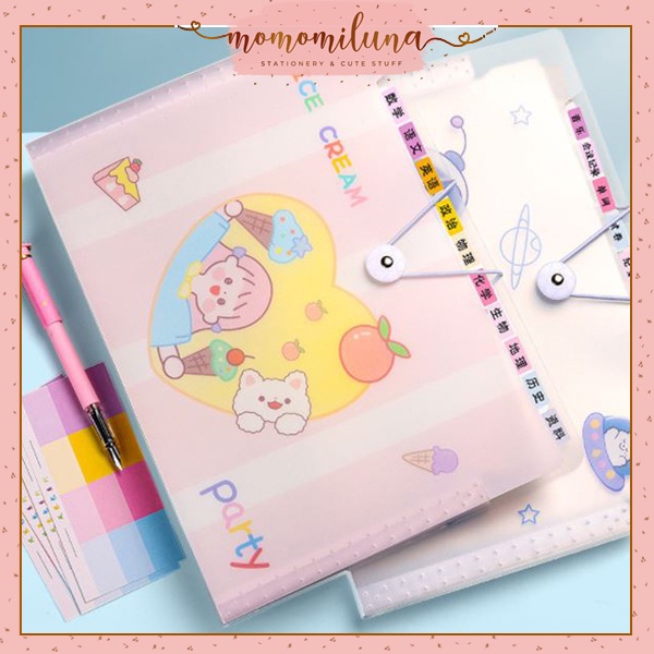 

8 slot kantong dokumen document map folder 8 slot tempat penyimpanan file kertas lucu cute aksesoris kunci tali MK1246