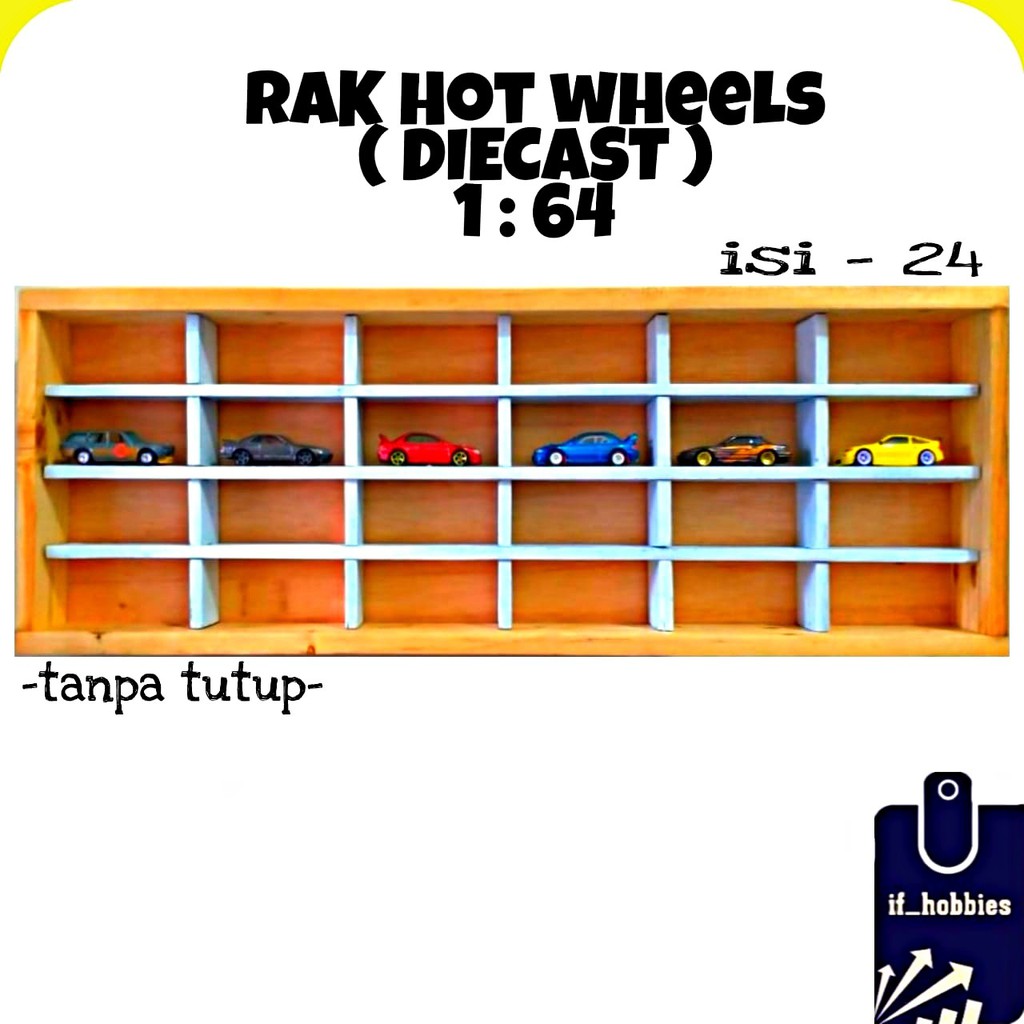 Rak Hotwheels 1:64 isi 24 lot/P/ Rak Hotwheels kayu palet Tanpa tutup / Rak Hotwheels kayu jati
