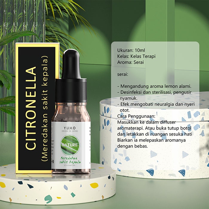 YUHO Diffuser humidifier mobil portable essential oil reed hampers safe care aromatheraphy pembersih udara Pelembab minyak esensial aromaterapi parfum pengharum uap ruangan air purifier penyejuk infuser minimisk-Y-Citronella