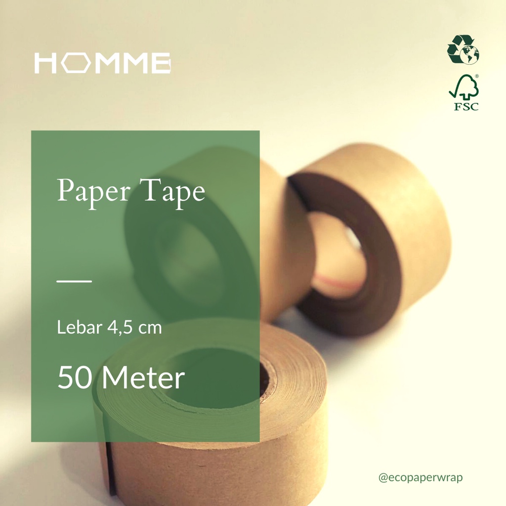 

Reinforced water activated kraft papertape lakban kertas roll 50M