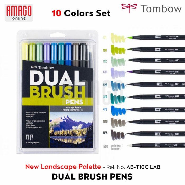 TOMBOW Dual Brush Pens - LANDSCAPE Palette of 10 colors - AB-T10C LAB