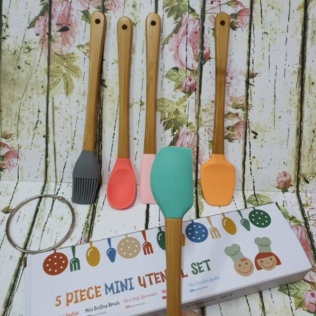 Colorful mini silicone utensil spatula set 5s