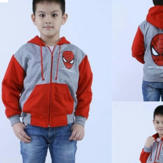 Erigo Coach Jacket Your Mind Black Semi Parka / Jaket karakter anak Spiderman Jaket hoodie anak