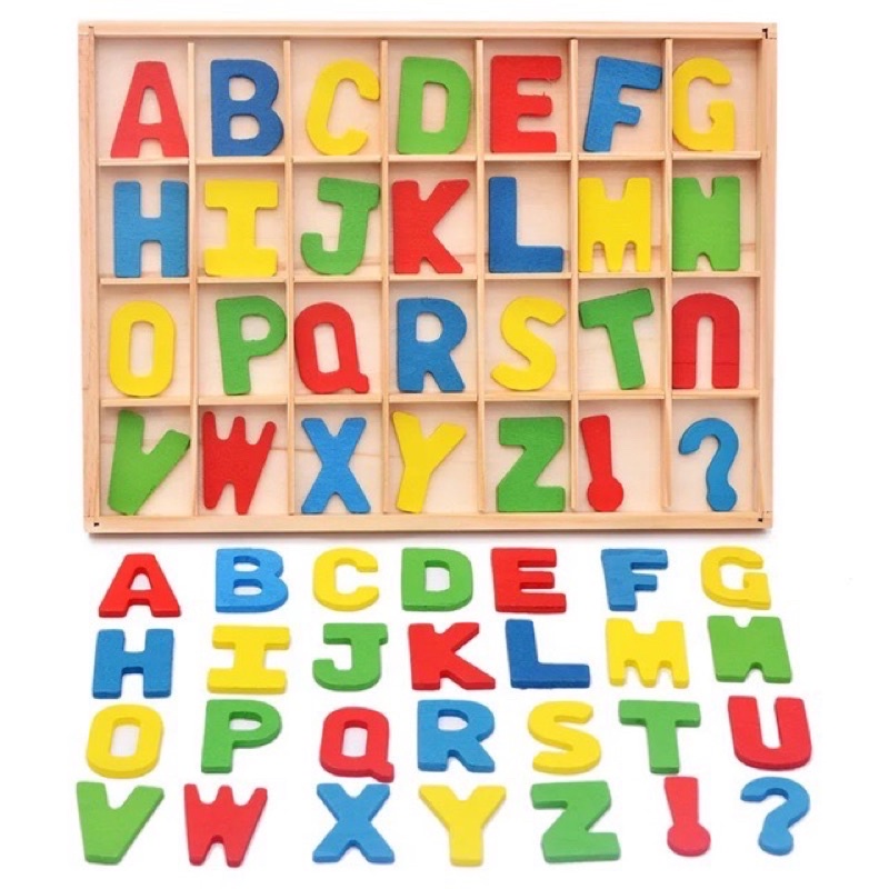 Wooden alphabet - huruf kayu - mainan edukasi - kado anak