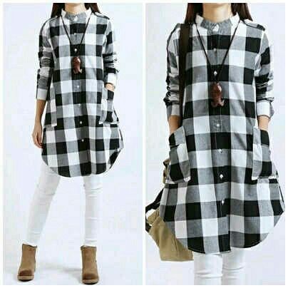 Long Hem Square, Kemeja kotak wanita