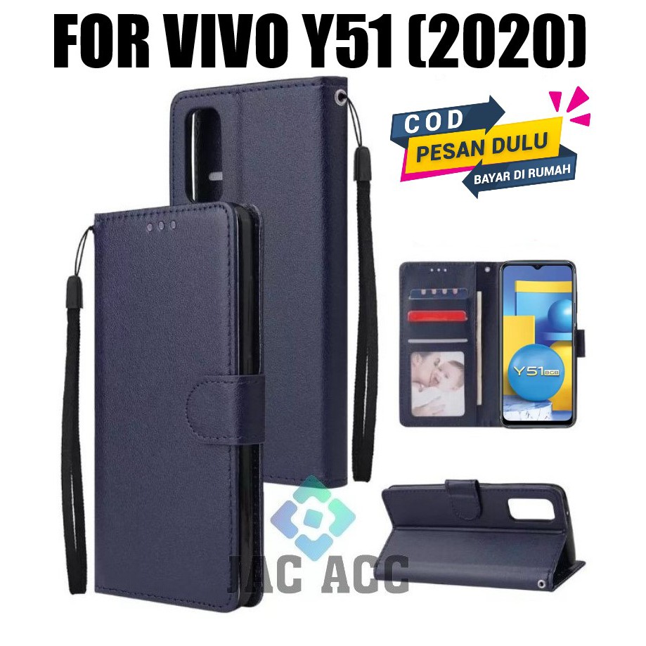 DOMPET HP UNTUK VIVO Y51 NEW 2020 LEATHER FLIP CASE VIVO Y51 NEW 2020
