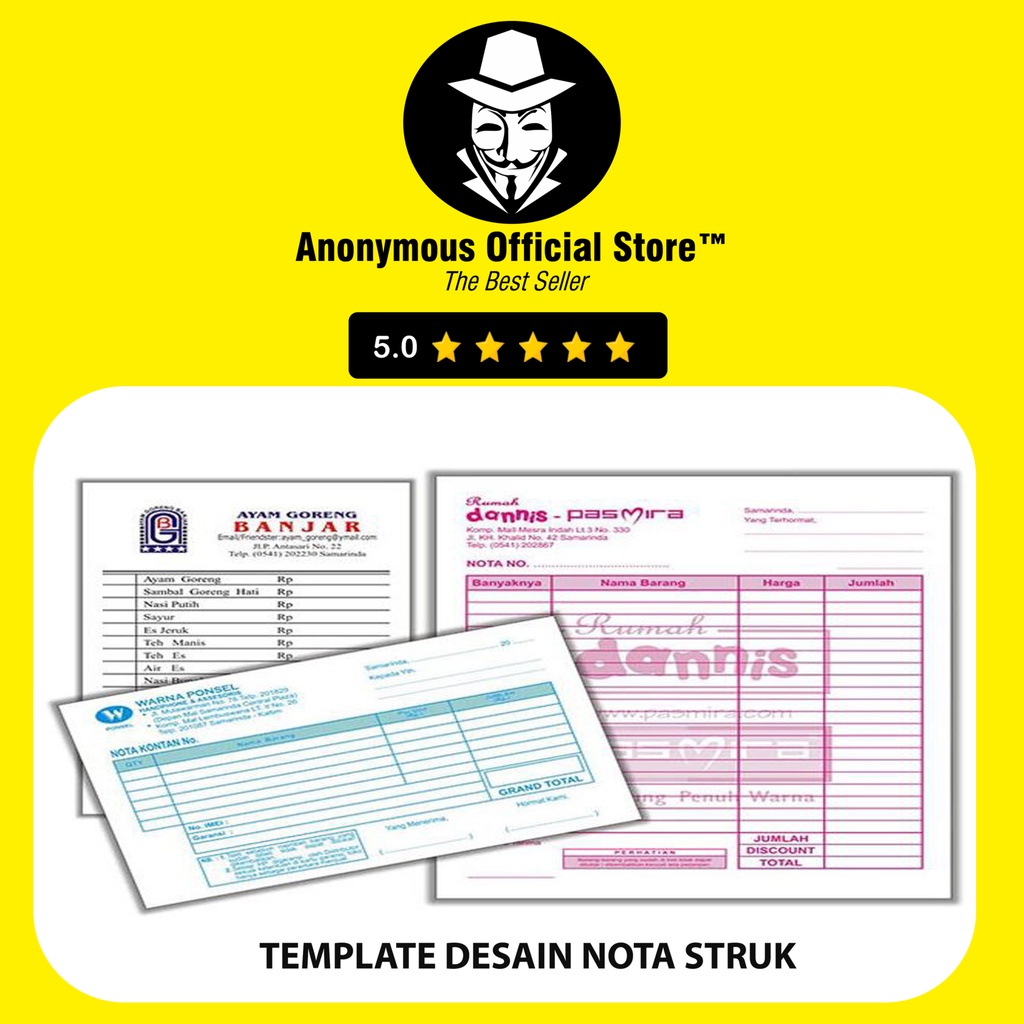 KOLEKSI TEMPLATE DESAIN NOTA STRUK BUKTI PEMBAYARAN PREMIUM SIAP EDIT FORMAT CDR LIFETIME