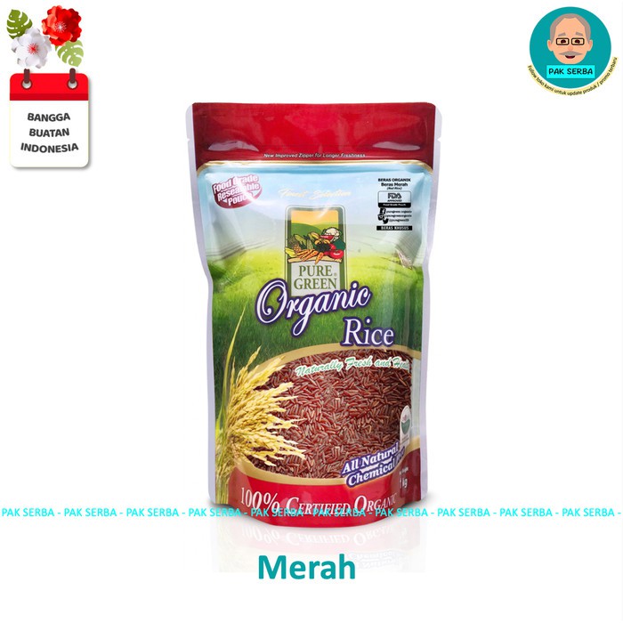 

Beras Organik Pure Green Merah Red Rice (1kg)