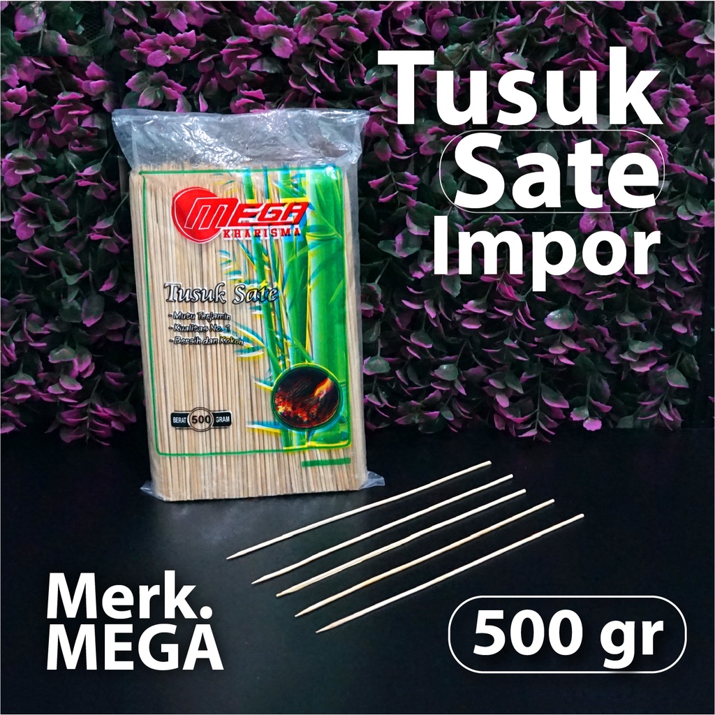 Tusuk Sate Impor 500 gram - Merk MEGA - Tusuk Bambu Panjang - Cilok
