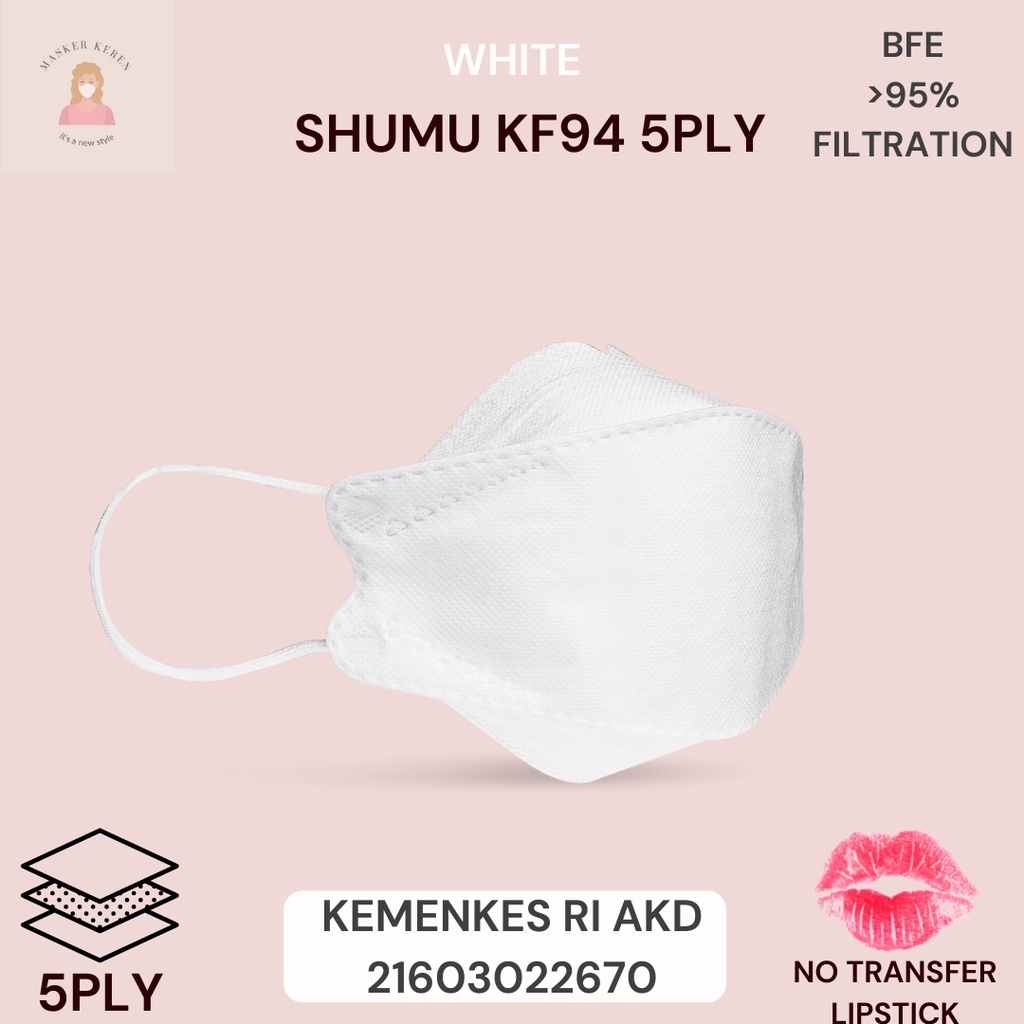 Masker KF94 SHUMU WHITE Masker Anti Lipstick Transfer Murah Original