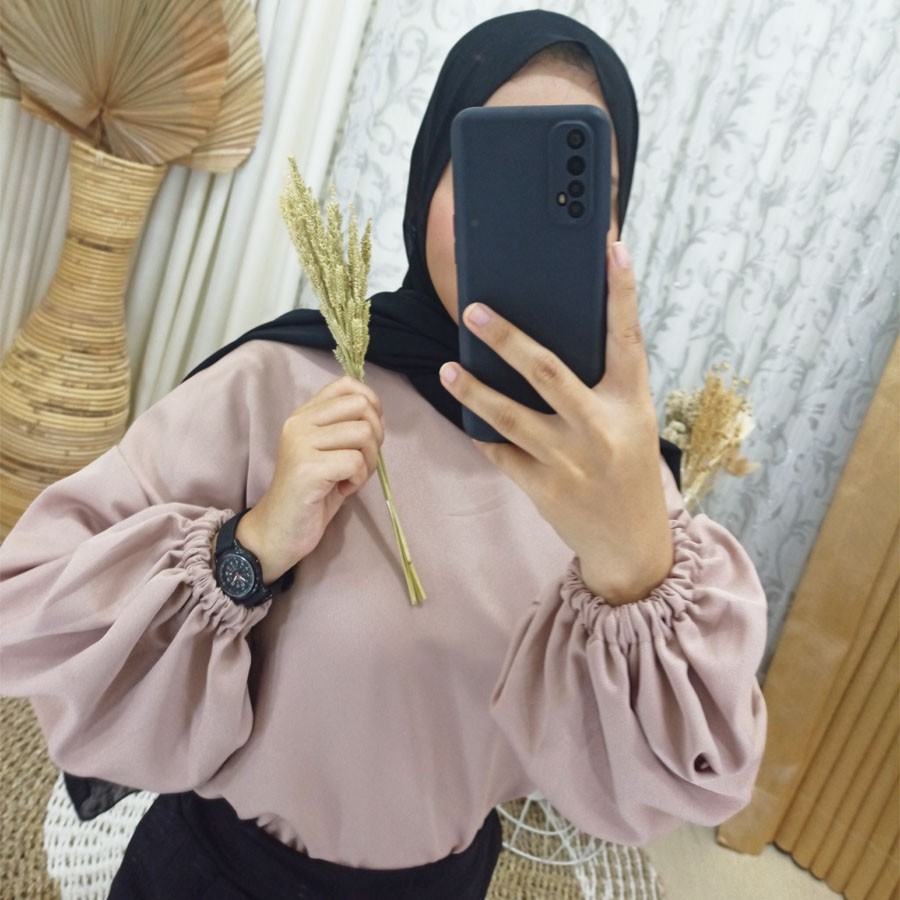 OLA TOP BLOUSE LENGAN BALON KATUN GL FASHION