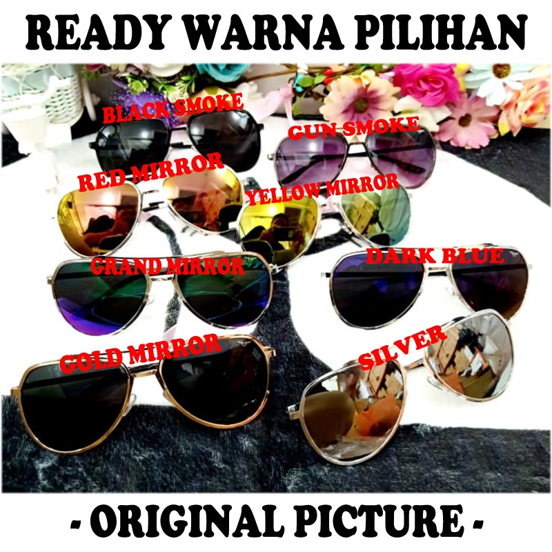 Kacamata hitam normal kacamata gaya pria wanita fashion big sunglasses unisex model aviator color