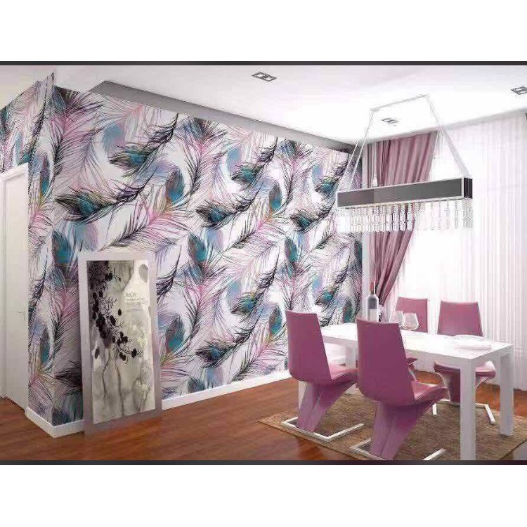 Wallpaper Dinding Sticker Motif Bulu Cendrawasih Biru