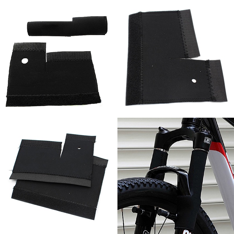 {LUCKID}2Pc Cycling MTB Bike Bicycle Front Fork Protector Pad Wrap Cover Set Black