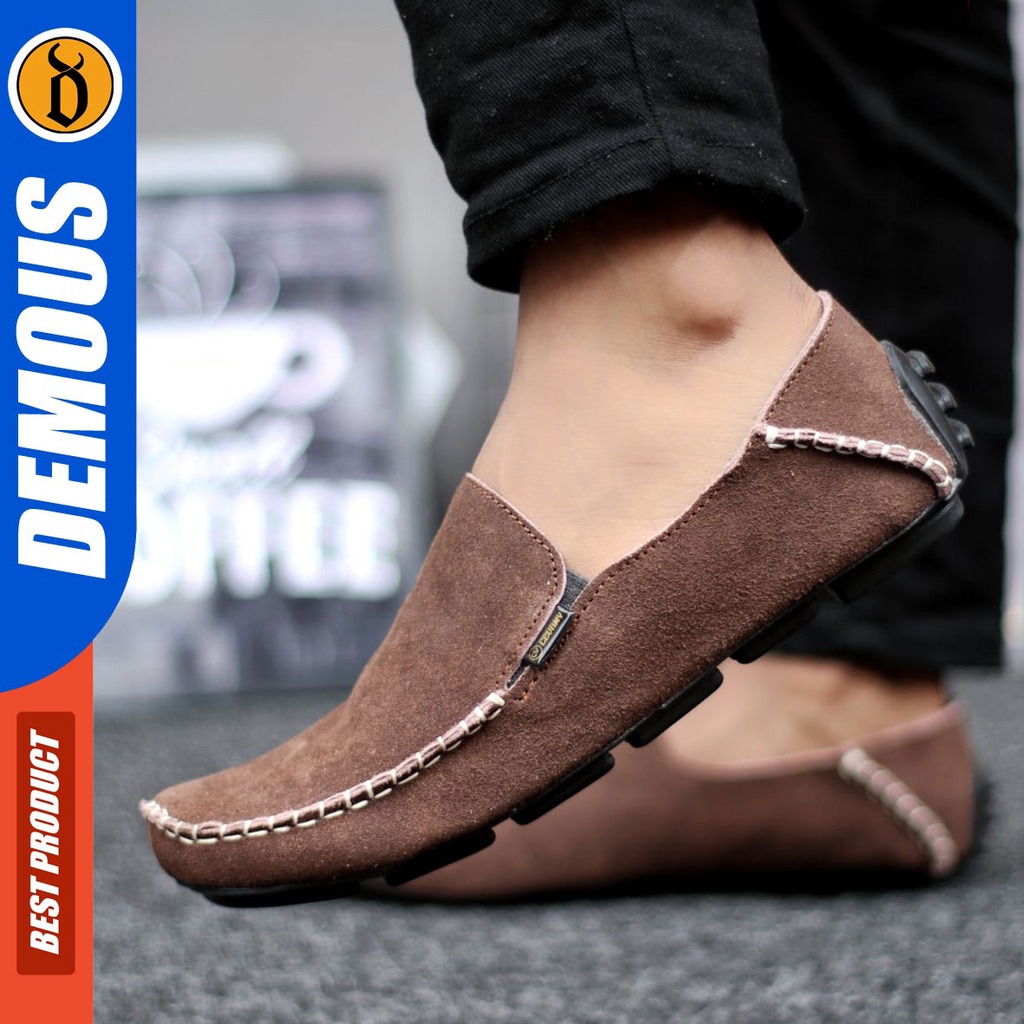 DEMOUS YOMI - Sepatu Slip On Casual Kulit Slop Santai Pria